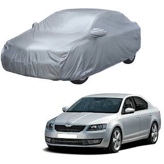                       AutoRetail Skoda OCTAVIA Silver Matty Car Body Cover for 2019 Model (Mirror Pocket, Triple Stiched)                                              