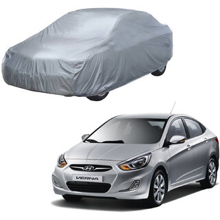                       AutoRetail Hyundai Fluidic Verna Silver Matty Car Body Cover For 2018 Model (Triple Stiched, without Mirror Pocket)                                              