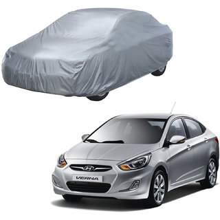AutoRetail Hyundai Fluidic Verna Silver Matty Car Body Cover For 2018 Model (Triple Stiched, without Mirror Pocket)
