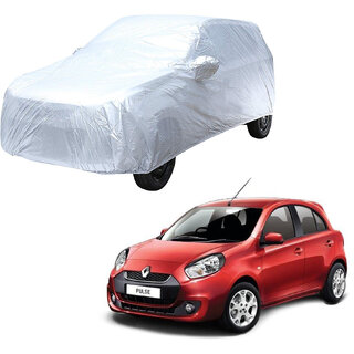                       AutoRetail Renault PULSE Silver Matty Car Body Cover for 2019 Model (Mirror Pocket, Triple Stiched)                                              