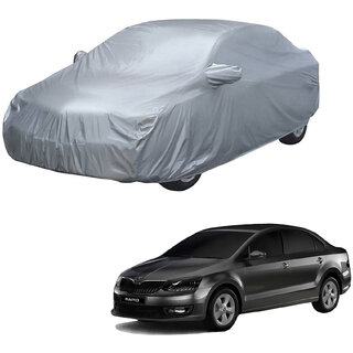                       AutoRetail Skoda RAPID Silver Matty Car Body Cover for 2019 Model (Mirror Pocket, Triple Stiched)                                              