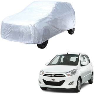                       AutoRetail Hyundai I10 Silver Matty Car Body Cover for 2018 Model (Triple Stiched, without Mirror Pocket)                                              
