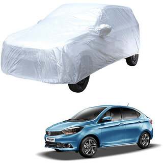                       AutoRetail Tata Tigor Silver Matty Car Body Cover for 2019 Model (Mirror Pocket, Triple Stiched)                                              