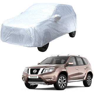                       AutoRetail Nissan TERRANO Silver Matty Car Body Cover for 2019 Model (Mirror Pocket, Triple Stiched)                                              