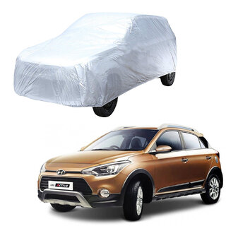                       AutoRetail Hyundai i20 Active Silver Matty Car Body Cover for 2019 Model (Triple Stiched, without Mirror Pocket)                                              