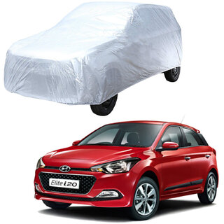 AutoRetail Hyundai Elite i20 Silver Matty Car Body Cover for 2019 Model (Triple Stiched, without Mirror Pocket)