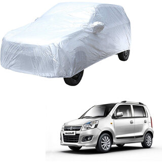                       AutoRetail Maruti Suzuki WagonR Silver Matty Car Body Cover for 2011 Model (Mirror Pocket, Triple Stiched)                                              