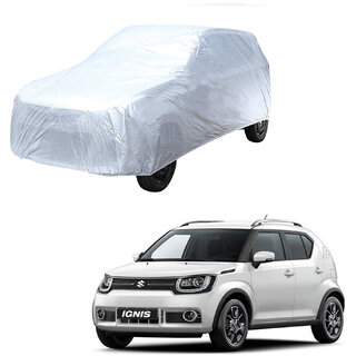 AutoRetail Hyundai IGNIS Silver Matty Car Body Cover for 2019 Model (Triple Stiched, without Mirror Pocket)