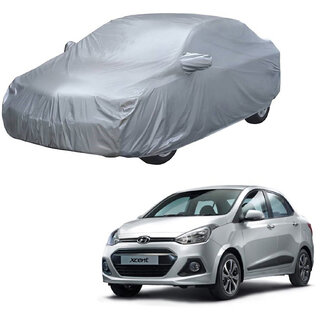 AutoRetail Hyundai XCENT Silver Matty Car Body Cover for 2019 Model (Mirror Pocket, Triple Stiched)