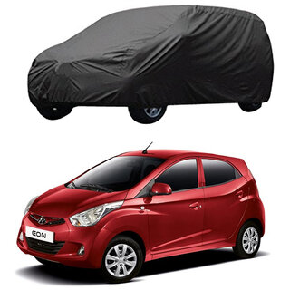                       AutoRetail Hyundai Eon Grey Car Body Cover for 2015 Model (Triple Stiched, without Mirror Pocket)                                              