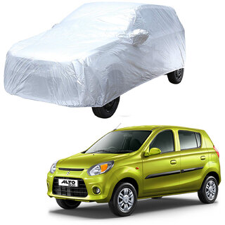                       AutoRetail Maruti Suzuki Alto Silver Matty Car Body Cover for 2001 Model (Mirror Pocket, Triple Stiched)                                              