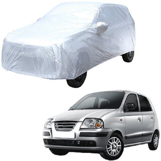                       AutoRetail Hyundai Santroxing Silver Matty Car Body Cover For 1997 Model (Mirror Pocket, Triple Stiched)                                              