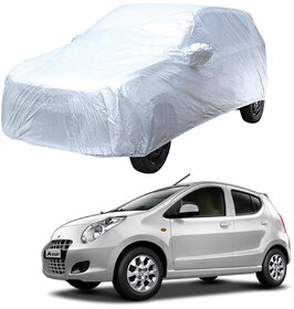 AutoRetail Maruti Suzuki A-Star Silver Matty Car Body Cover for 2014 Model (Mirror Pocket, Triple Stiched)