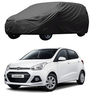                       AutoRetail Hyundai Grand i10 Grey Car Body Cover for 2010 Model (Triple Stiched, without Mirror Pocket)                                              