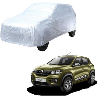                       AutoRetail Renault KWID Silver Matty Car Body Cover for 2018 Model (Triple Stiched, without Mirror Pocket)                                              