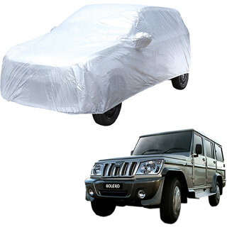                       AutoRetail Mahindra BOLERO Silver Matty Car Body Cover for 2011 Model (Mirror Pocket, Triple Stiched)                                              