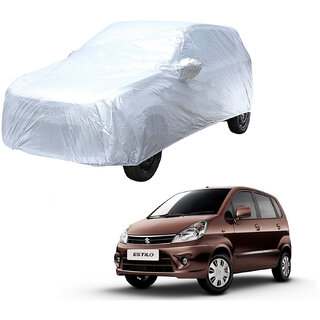                       AutoRetail Maruti Zen Estilo Silver Matty Car Body Cover For 2000 Model (Mirror Pocket, Triple Stiched)                                              