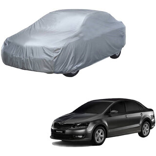                       AutoRetail Skoda RAPID Silver Matty Car Body Cover for 2019 Model (Triple Stiched, without Mirror Pocket)                                              