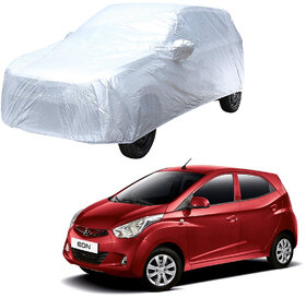 AutoRetail Hyundai Eon Silver Matty Car Body Cover for 2015 Model (Mirror Pocket, Triple Stiched)