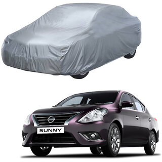                       AutoRetail Nissan SUNNY Silver Matty Car Body Cover for 2019 Model (Triple Stiched, without Mirror Pocket)                                              