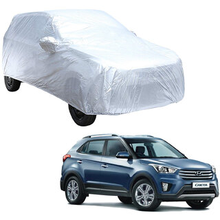 AutoRetail Hyundai CRETA Silver Matty Car Body Cover for 2017 Model (Mirror Pocket, Triple Stiched)