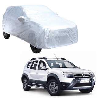                       AutoRetail Renault DUSTER Silver Matty Car Body Cover for 2017 Model (Mirror Pocket, Triple Stiched)                                              