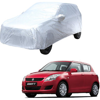                       AutoRetail Maruti Suzuki Swift Silver Matty Car Body Cover For 2003 Model (Mirror Pocket, Triple Stiched)                                              