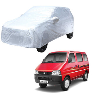                       AutoRetail Maruti Suzuki EECO Silver Matty Car Body Cover for 2016 Model (Mirror Pocket, Triple Stiched)                                              