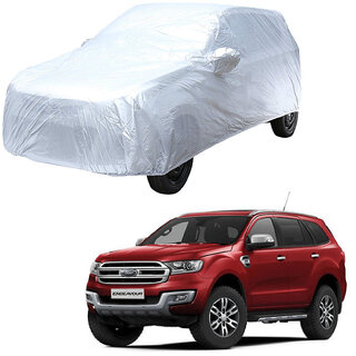                       AutoRetail Ford ENDEAVOUR Silver Matty Car Body Cover for 2019 Model (Mirror Pocket, Triple Stiched)                                              