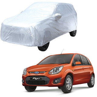                       AutoRetail Ford Figo Silver Matty Car Body Cover For 2012 Model (Mirror Pocket, Triple Stiched)                                              