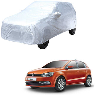                       AutoRetail Volkswagen Polo Silver Matty Car Body Cover For 2016 Model (Mirror Pocket, Triple Stiched)                                              