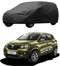 AutoRetail Renault KWID Grey Car Body Cover for 2019 Model (Triple Stiched, without Mirror Pocket)