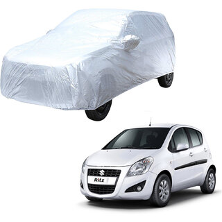                       AutoRetail Maruti Ritz Silver Matty Car Body Cover For 2014 Model (Mirror Pocket, Triple Stiched)                                              