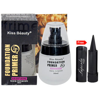 Kiss Beauty Foundation Primer 24h Brightening Bare Minerals With Free Laperla Kajal-HAURT