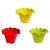 Set Of 3 Multicolor Colored Plastic Pots For Plants Flower Design 4 Inch