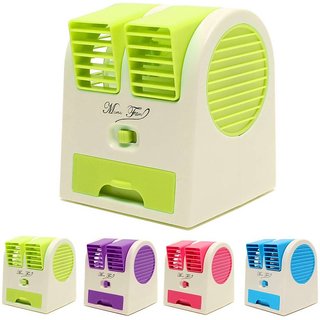 Mini Small Fan Cooling Portable Desktop Dual Bladeless water Air Cooler USB (Random Color)