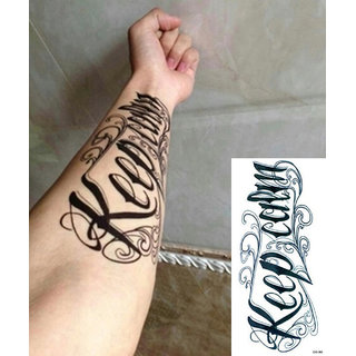 Buy 3D Temporary Tattoo Sticker Tribal Totems Black Keep Calm Letters Words  Design For Men Makeup Women Girls Hand Arm Wrist Neck Body Leg Back Sexy  Tattoo Waterproof Size - 21x15cm Online @