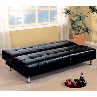 Buy Fabhomedecor Office Wooden Frame Sofa Cum Bed With Leatherite Upolstry And Metal Legs Black Online 29899 From Shopclues