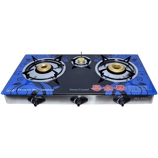 Surya crystal 3 outlet burner glass top price