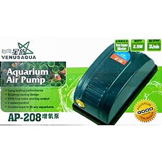 Venus Aqua Aquarium Air Pump.  2 Speed, 2.5 Watt  3.5 L/Min AP-208