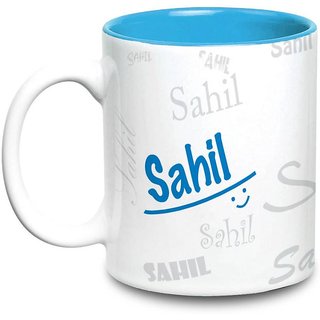 Sahil Name Gift Ceramic Inside Blue Mug Gifts For Birthday
