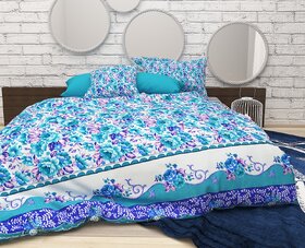 BRiDA 3D FLORAL PRINTED POLYCOTTON DOUBLE BEDSHEET WITH TWO PILLOW COVER
