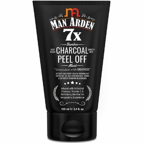 Man Arden 7X Activated Charcoal Peel Off Mask 100ml - Infused with Vitamin C  Menthol