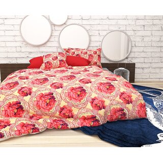 BRiDA 3D FLORAL PRINTED POLYCOTTON DOUBLE BEDSHEET WITH TWO PILLOW COVER (BI02)