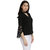 Miss chase Women's Black Round Neck 3/4 Sleeve Solid Lace Semi Sheer Split Sleeve Choker Style Top
