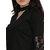 Miss chase Women's Black Round Neck 3/4 Sleeve Solid Lace Semi Sheer Split Sleeve Choker Style Top