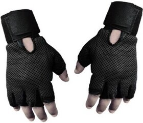 Tahiro Black Leather GYM Weigth Lifting GLoves - Pack Of 1