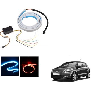 Auto Addict LED Dicky Light Ice Blue & Red DRL Brake with Side Turn Signal & Parking Indication Dicky, Trunk, Boot Strip Light For Volkswagen Polo