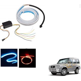 Auto Addict LED Dicky Light Ice Blue & Red DRL Brake with Side Turn Signal & Parking Indication Dicky, Trunk, Boot Strip Light For Tata Sumo