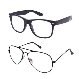 Ivonne Clear Lens Black Aviator Wayfarer Sunglasses For Men Women. Boys 